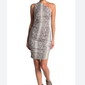 AS by DF 100% leather One-Shoulder Snake Print Dress